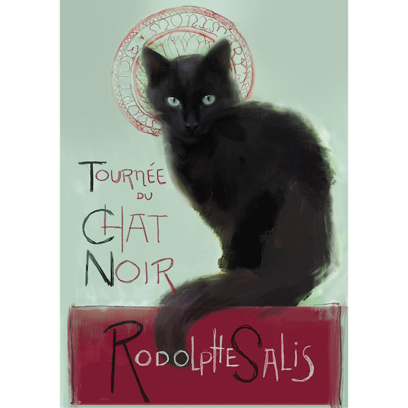 Abstract Black Cat Print