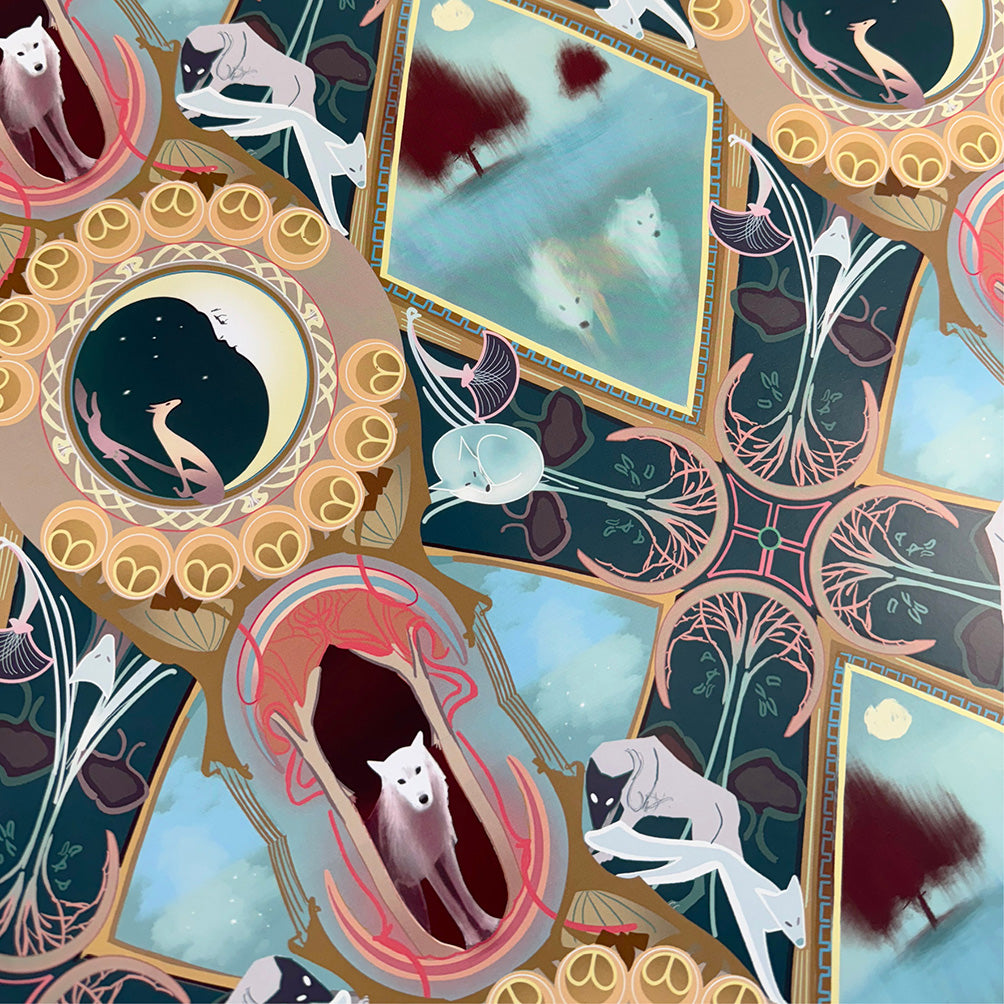 White Wolves Wrapping Paper