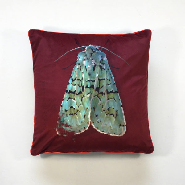 Green Moth Cushion Cover