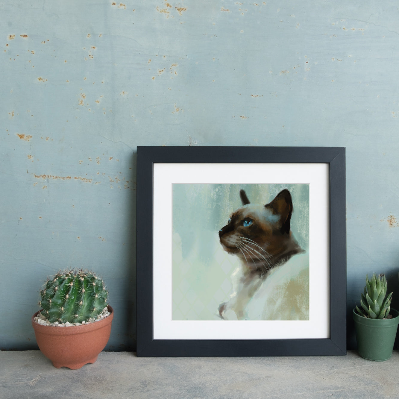 Siamese Blue Cat Print
