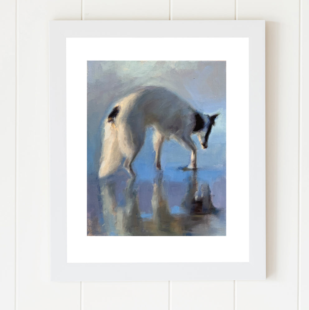 Sighthound Swimming Original Oil Painting