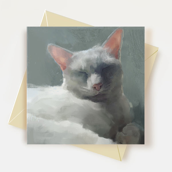 White Cat Greeting Card