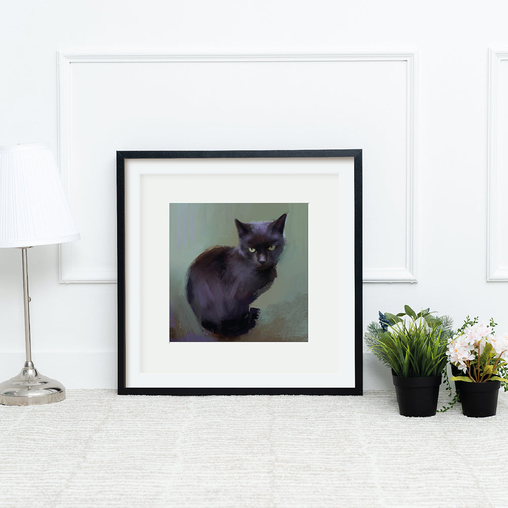 Purple Black Cat Print