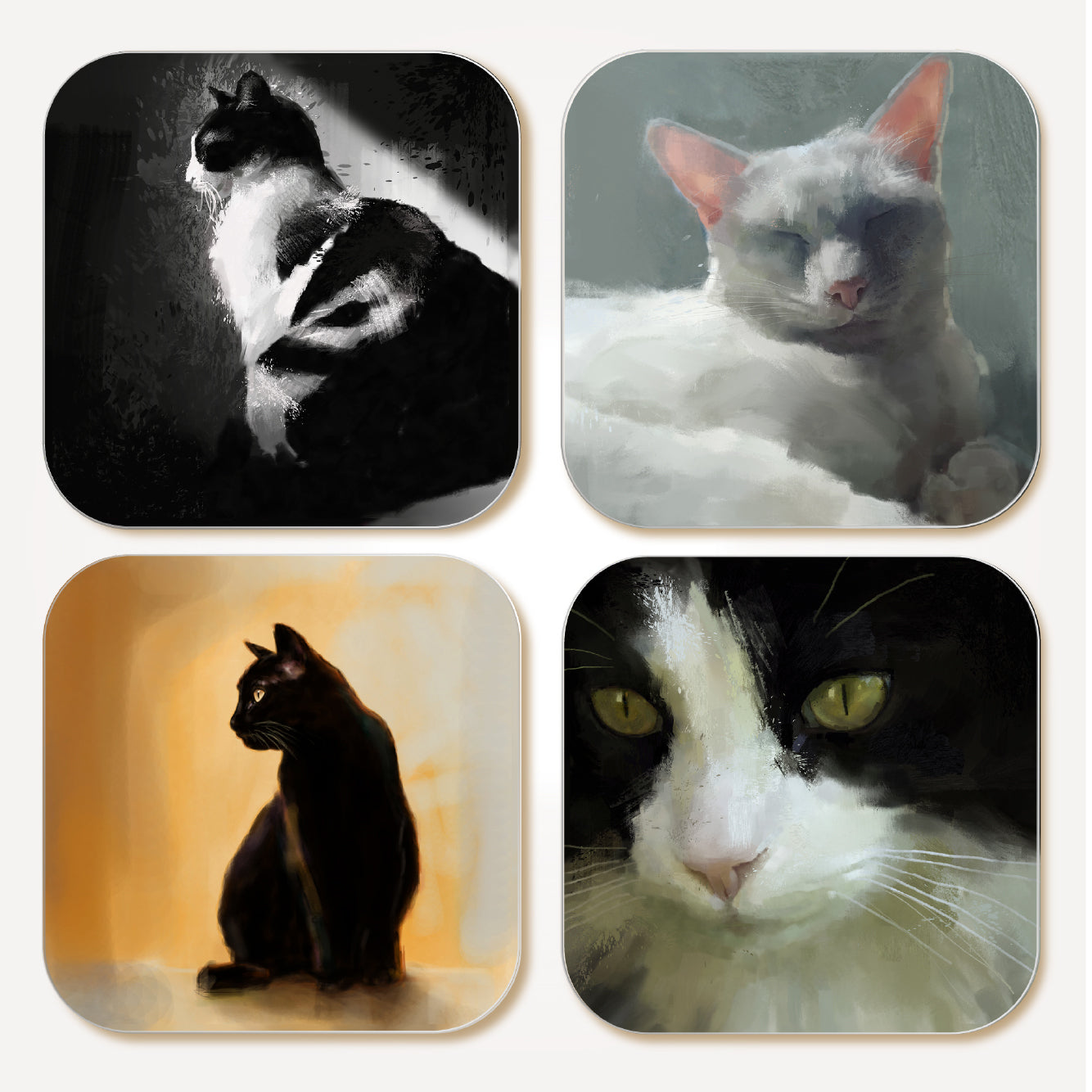 Set Of 4 Cat Coasters