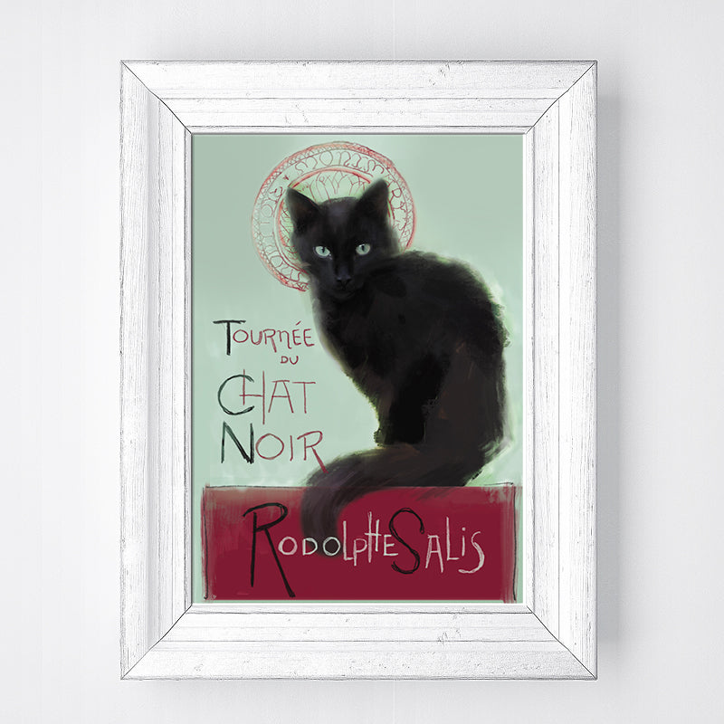 Abstract Black Cat Print