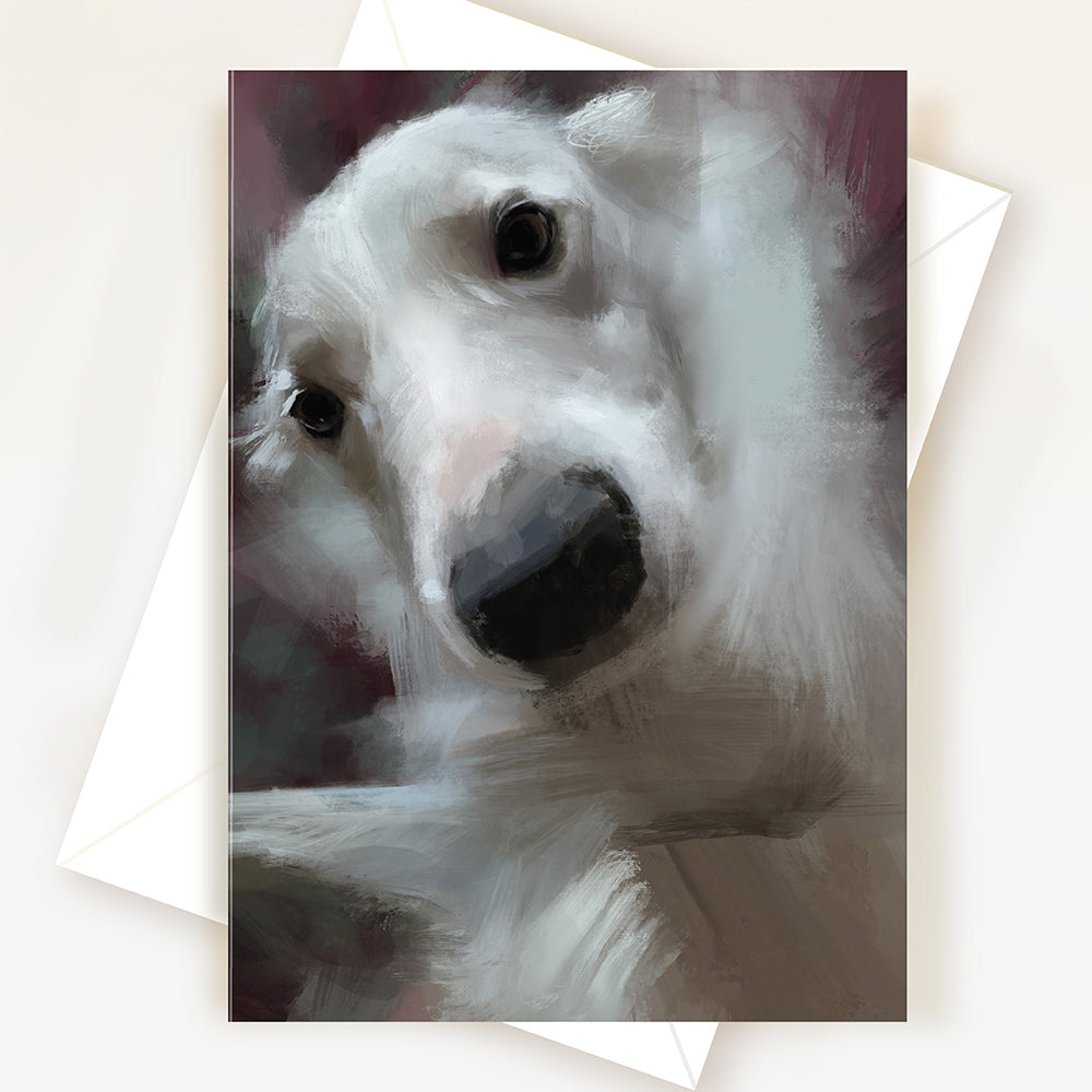 Coal Eyes Dog Greeting Card