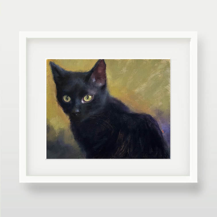 Halloween Black Cat Original Oil Painting