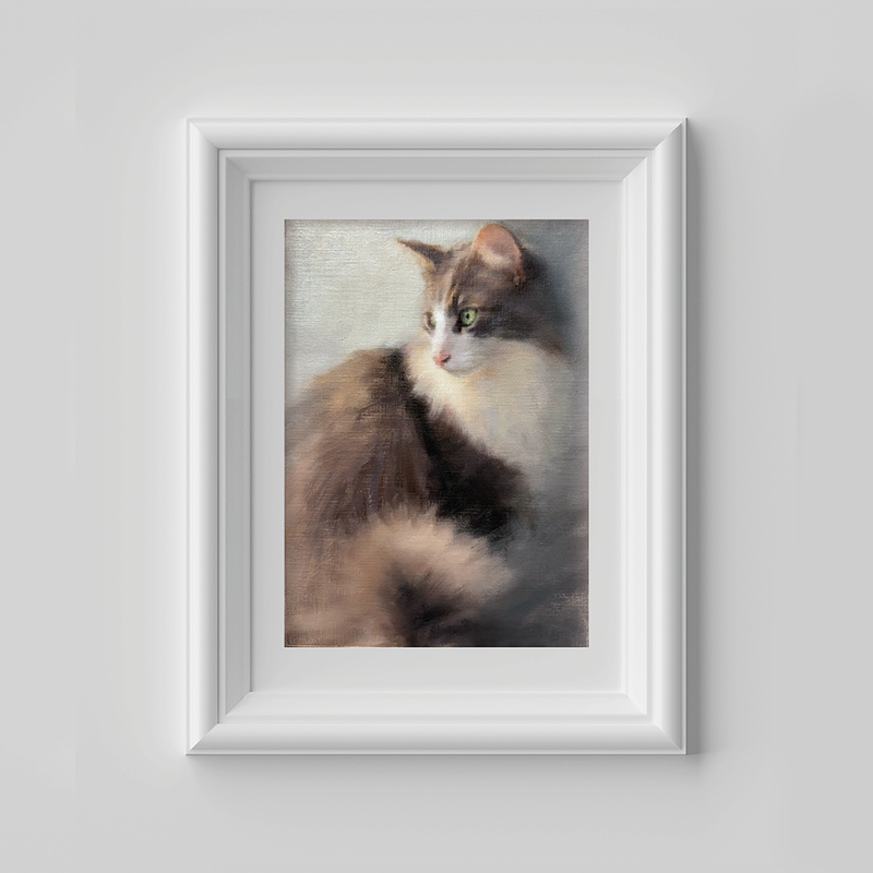 Lexi Cat Original Oil On Paper Painting