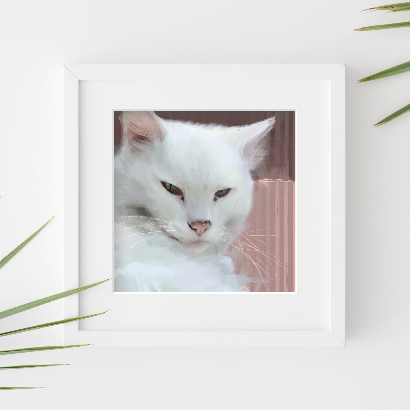 White As Pink Cat Print