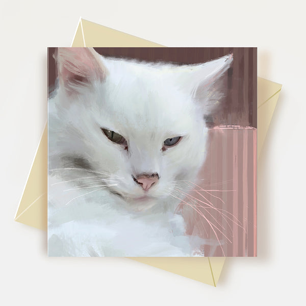 White As Pink Cat Greeting Card