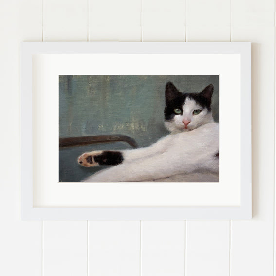 Zorro Cat Original Oil On Paper Painting