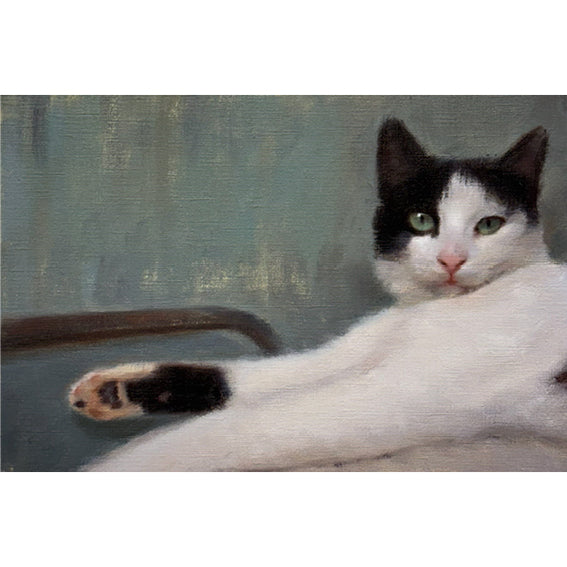 Zorro Cat Original Oil On Paper Painting