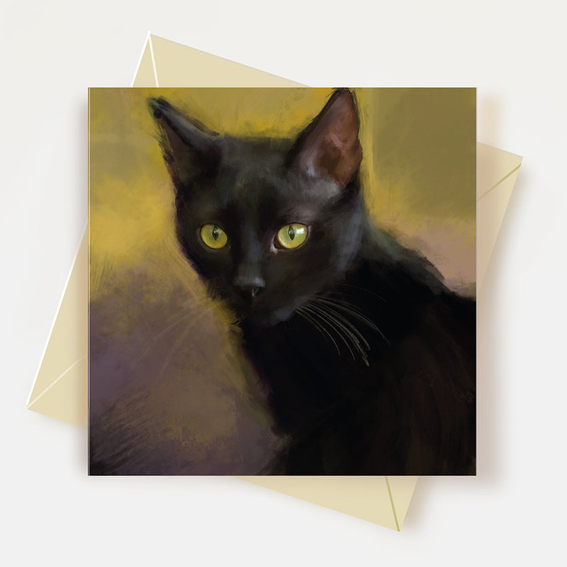 Halloween Black Cat Greeting Card