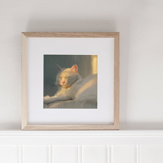 White Sun Cat Print