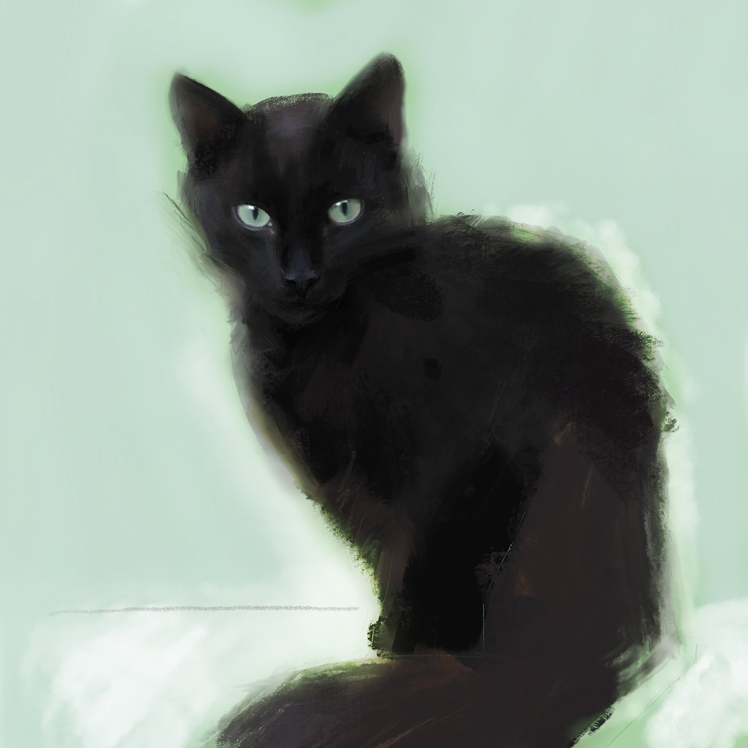 Abstract Black Cat Greeting Card