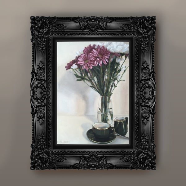 Coffee With Flowers Original Painting