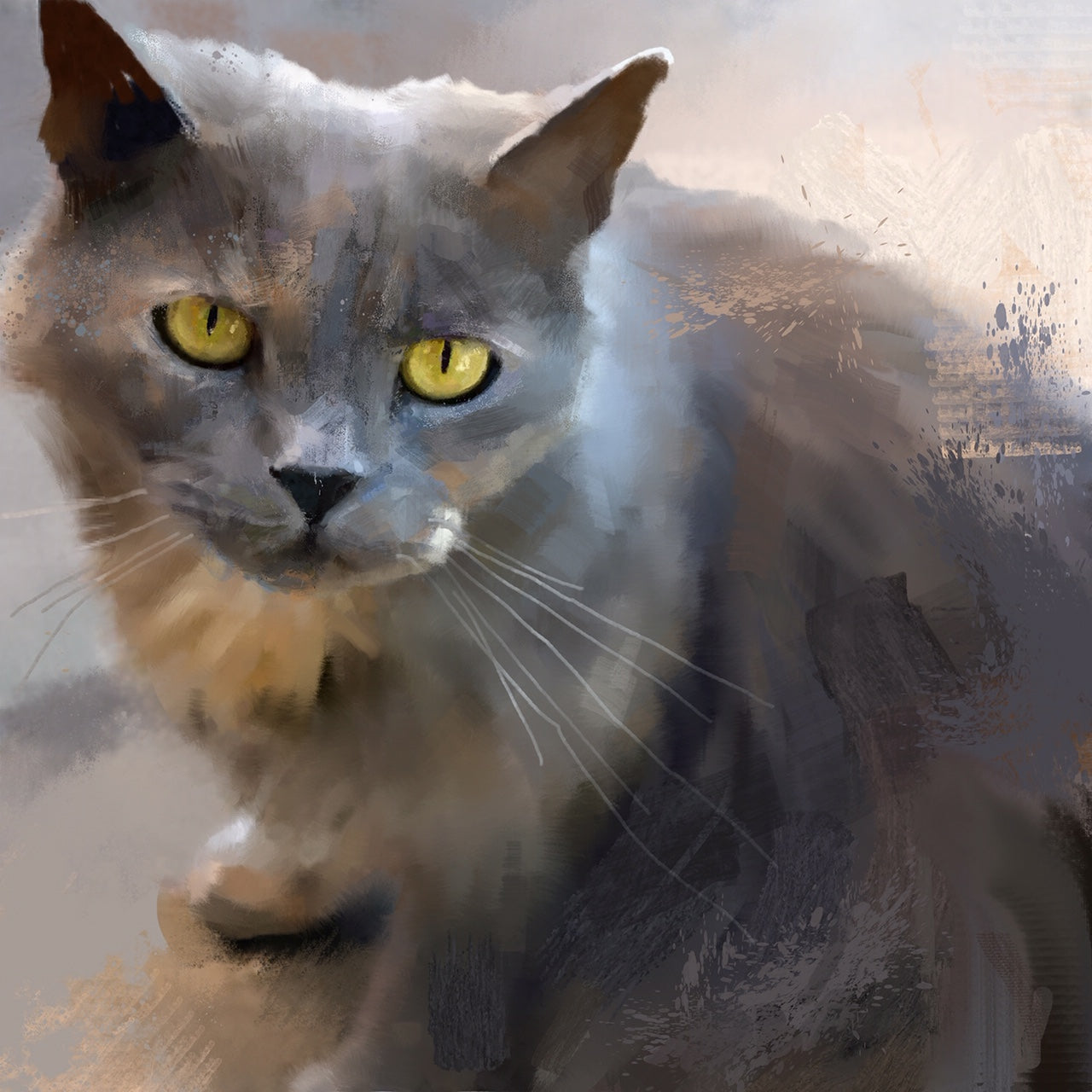 Grey Cat Greeting Card