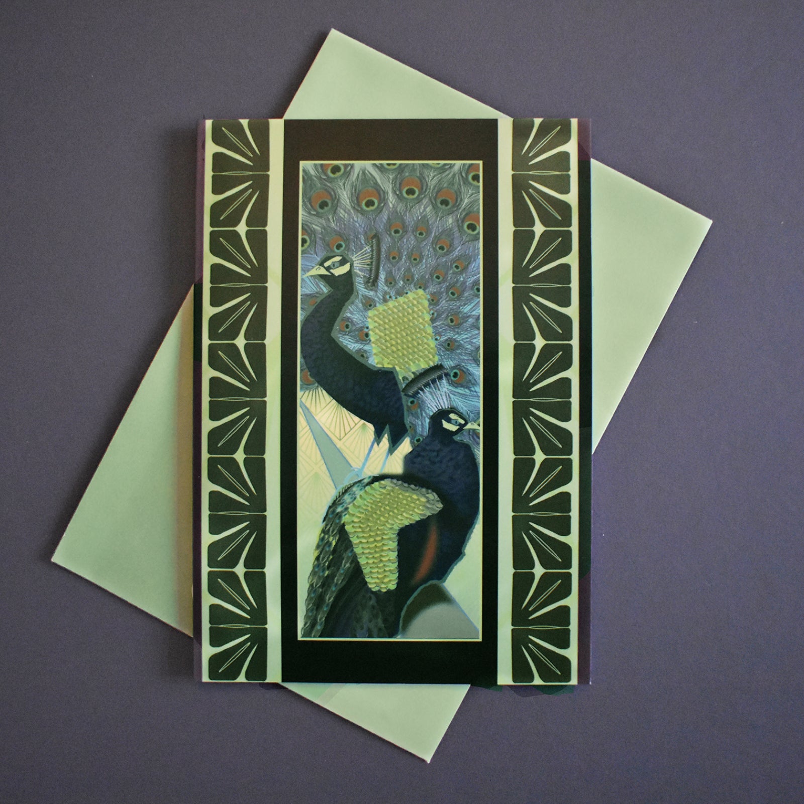 Peacock Art Deco Greeting Card