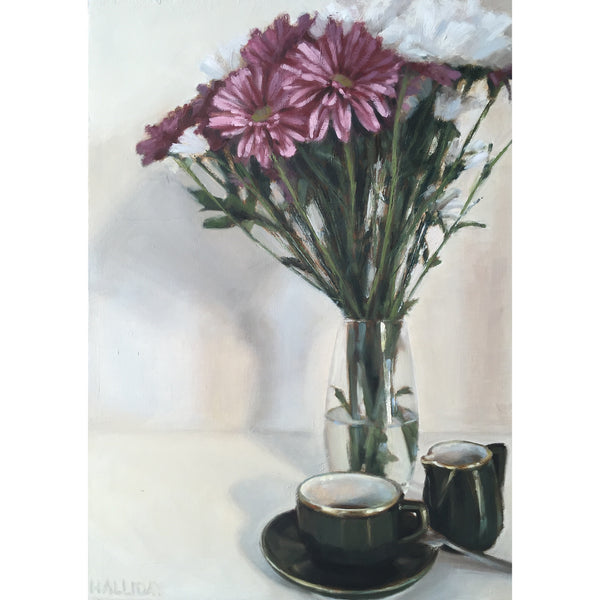 Coffee With Flowers Original Painting