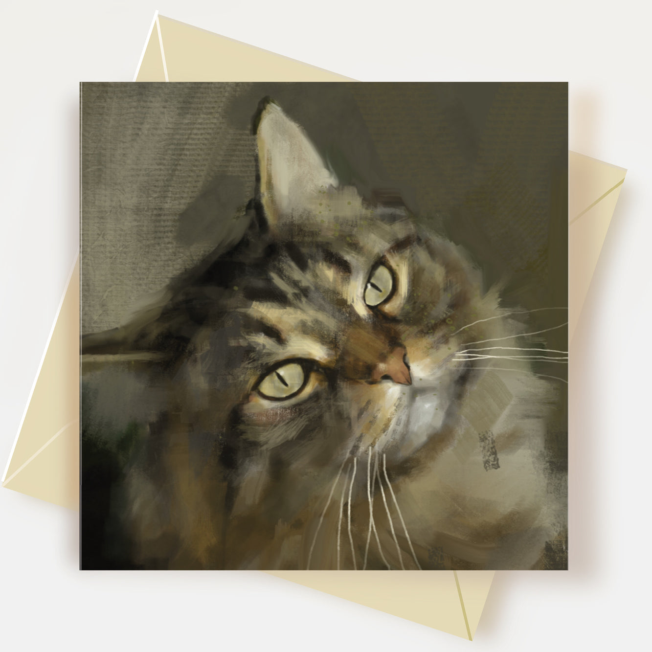 Tabby Cat Brown Greeting Card