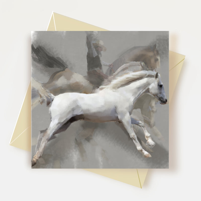 White Horse Cowboy Greeting Card