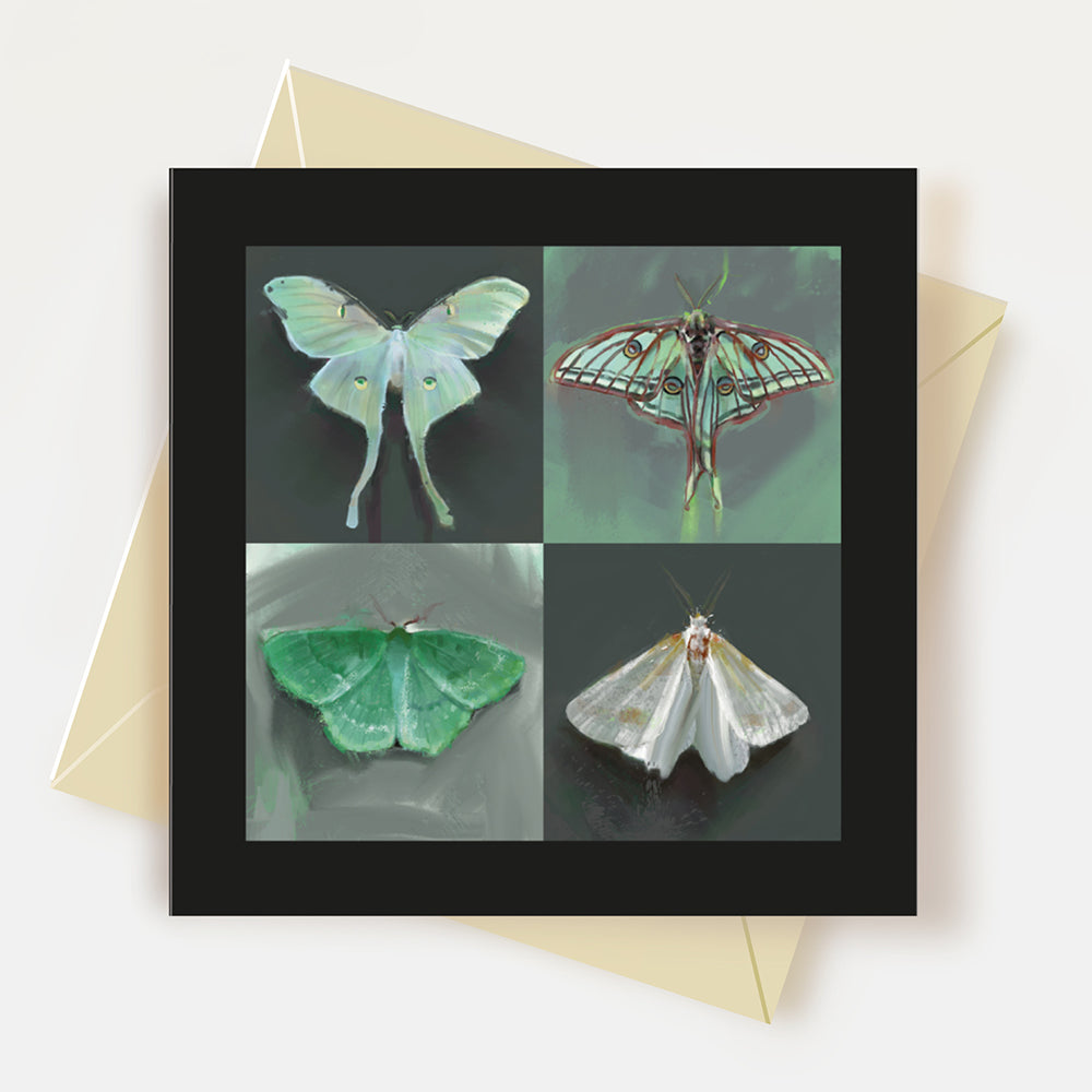Green Moths Greeting Card